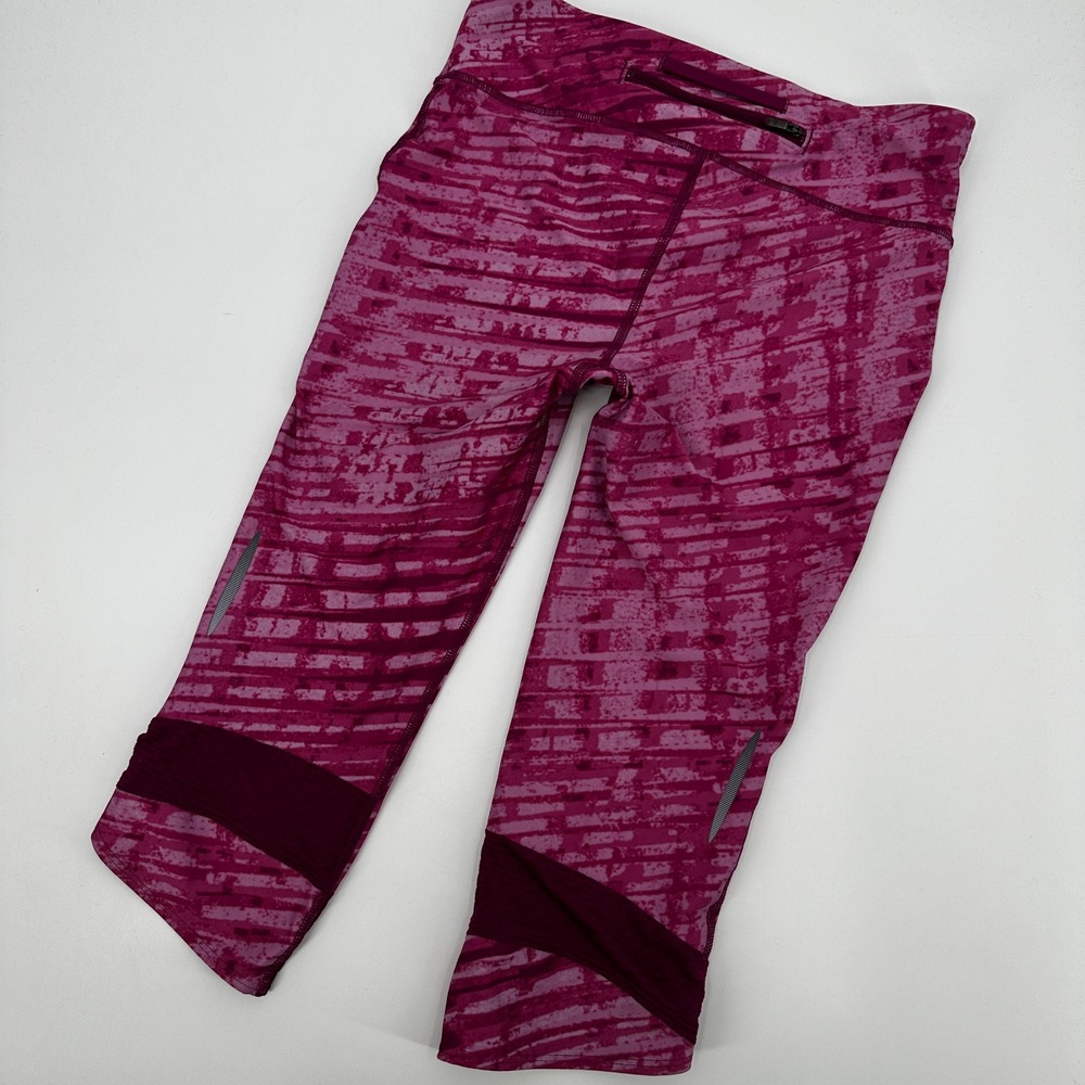 Under Armour HeatGear Compression Leggings Womens Medium Pink Purple Crop Pants - Picture 5 of 9